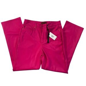 Judy Blue The Deb Hot Pink Faux Leather Straight Leg Jeans Tummy Control Sz 9/29
